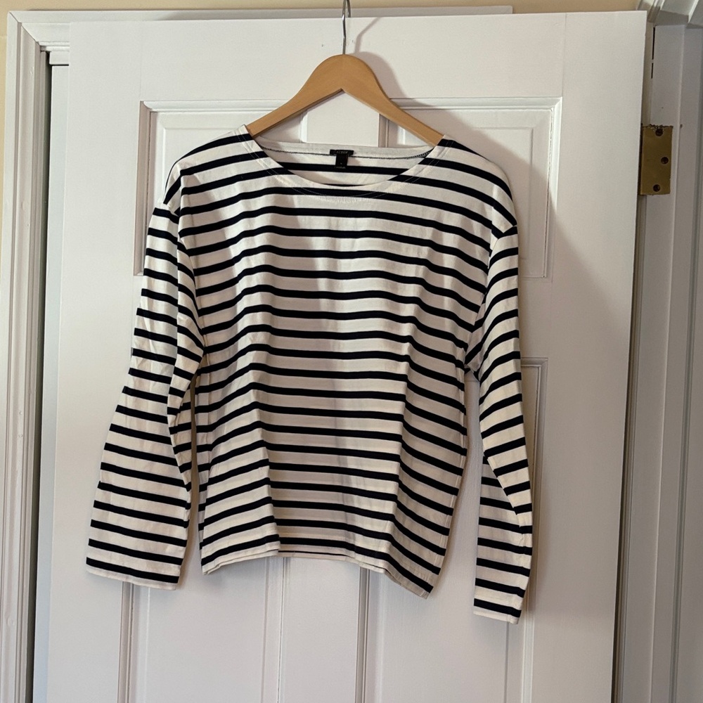 J. Crew Navy and White Striped Long Sleeve Top
